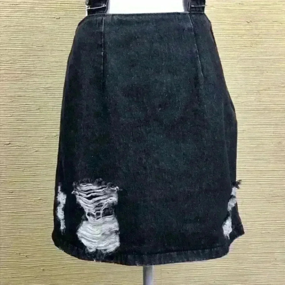 Carmar Denim Overall Skirt with Safety Pins. - Picture 3 of 7
